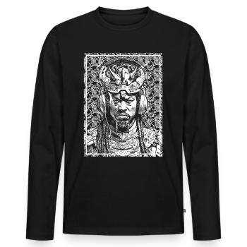 Gloomy pride: Samurai streetwear for clubs - Men's Premium Organic Long Sleeve Shirt - black - Front - Nico (187cm)