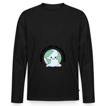 Neuer Erdling im Anmarsch - Baby Ankündigung - Männer Premium Bio Langarmshirt - Schwarz - Vorne - Nico (187cm)