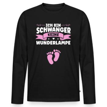 Ich bin schwanger und keine Wunderlampe - Männer Premium Bio Langarmshirt - Schwarz - Vorne - Nico (187cm)