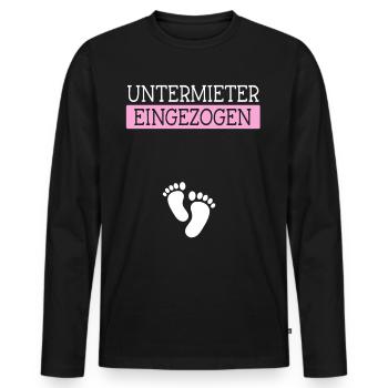 Untermieter Eingezogen - Schwanger Mama - Männer Premium Bio Langarmshirt - Schwarz - Vorne - Nico (187cm)