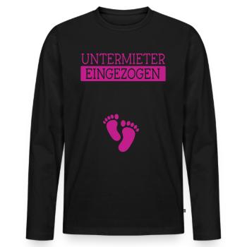 Untermieter Eingezogen - Schwanger Mama - Männer Premium Bio Langarmshirt - Schwarz - Vorne - Nico (187cm)