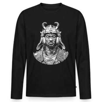 Samouraï au rythme : style et son sur votre chemise - T-shirt manches longues Premium bio Homme - noir - Devant - Nico (187cm)