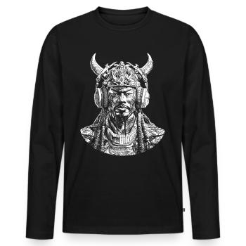 Ambiance de samouraï dans un rythme hip-hop: Chemise unique - T-shirt manches longues Premium bio Homme - noir - Devant - Nico (187cm)