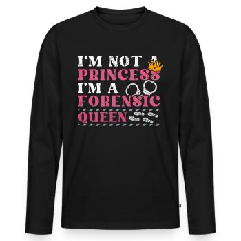 Je ne suis pas une princesse - Je suis une reine médico-légale - T-shirt manches longues Premium bio Homme - noir - Devant - Nico (187cm)