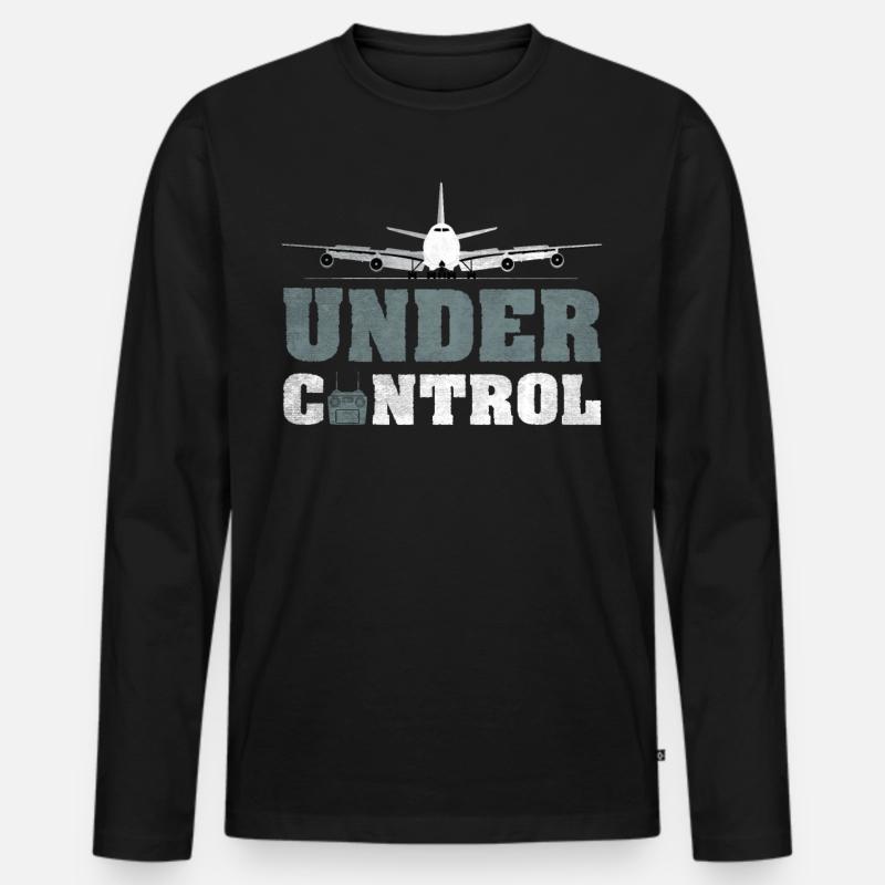 Under Control Model Flugzeug - Männer Premium Bio Langarmshirt - Schwarz