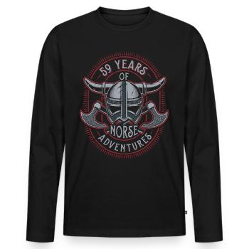 59 Years of Norse Adventures - 59th Birthday - Men's Premium Organic Long Sleeve Shirt - black - Front - Nico (187cm)
