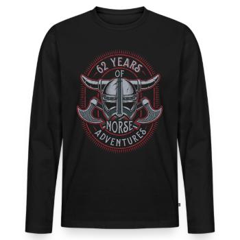 62 Years of Norse Adventures - 62nd Birthday - Men's Premium Organic Long Sleeve Shirt - black - Front - Nico (187cm)