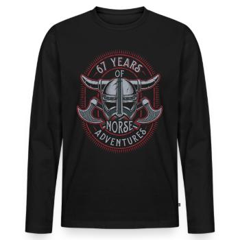 67 Years of Norse Adventures - 67th Birthday - Men's Premium Organic Long Sleeve Shirt - black - Front - Nico (187cm)