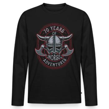 70 Years of Norse Adventures - 70th Birthday - Men's Premium Organic Long Sleeve Shirt - black - Front - Nico (187cm)