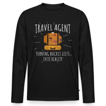 Turning Bucket Lists Into Reality Travel Agency - Men's Premium Organic Long Sleeve Shirt - black - Front - Nico (187cm)