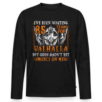 Waiting 85 Years for Valhalla 85th Birthday - Men's Premium Organic Long Sleeve Shirt - black - Front - Nico (187cm)