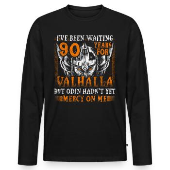 Waiting 90 Years for Valhalla 90th Birthday - Men's Premium Organic Long Sleeve Shirt - black - Front - Nico (187cm)