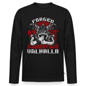 Forged 00 Years Ago For Valhalla 00. Geburtstag - Männer Premium Bio Langarmshirt - Schwarz - Vorne - Nico (187cm)