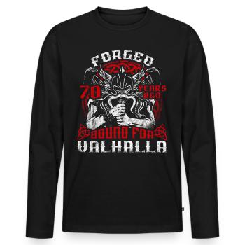Forged 00 Years Ago For Valhalla 00. Geburtstag - Männer Premium Bio Langarmshirt - Schwarz - Vorne - Nico (187cm)
