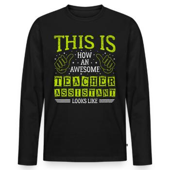 Lustiger Spruch Awesome Teacher - Männer Premium Bio Langarmshirt - Schwarz - Vorne - Nico (187cm)