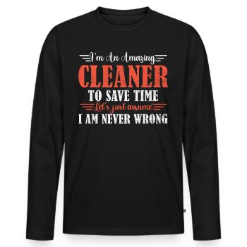 Awesome Cleaner - Männer Premium Bio Langarmshirt - Schwarz - Vorne - Nico (187cm)