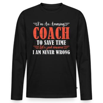Awesome Coach - Men's Premium Organic Long Sleeve Shirt - black - Front - Nico (187cm)