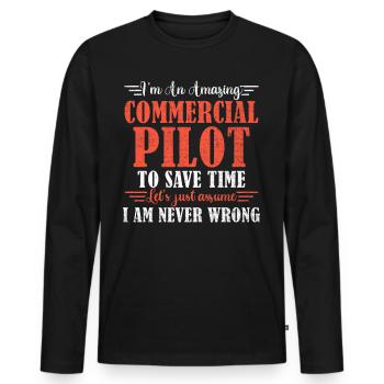 Awesome Commercial Pilot - Men's Premium Organic Long Sleeve Shirt - black - Front - Nico (187cm)