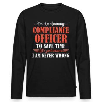 Responsable de la conformité génial - T-shirt manches longues Premium bio Homme - noir - Devant - Nico (187cm)