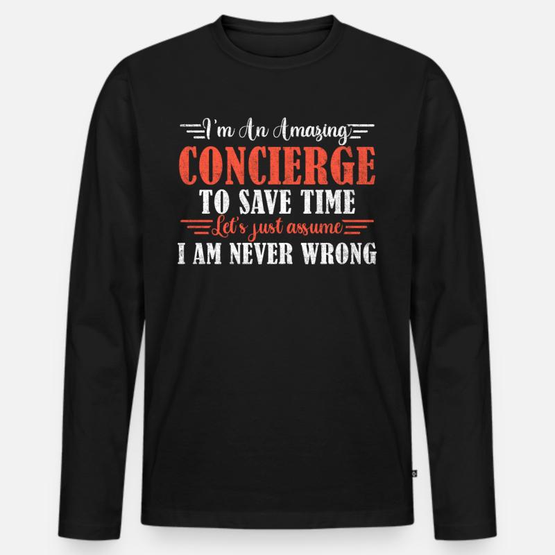 Awesome Concierge - Männer Premium Bio Langarmshirt - Schwarz