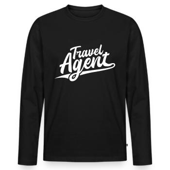 Emploi Swoosh rétro - Agent de voyage - T-shirt manches longues Premium bio Homme - noir - Devant - Nico (187cm)