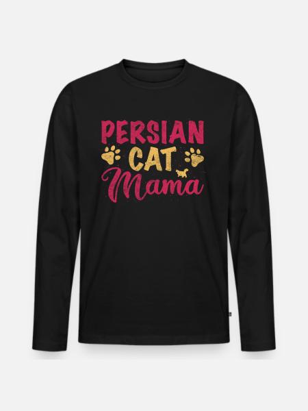 Persian Cat Mom - Männer Premium Bio Langarmshirt - Schwarz