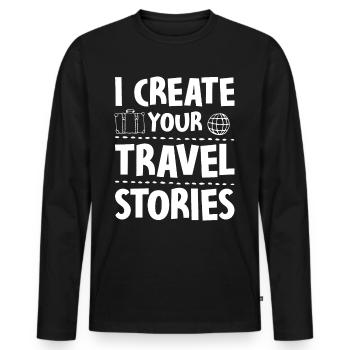 Je crée vos récits de voyage Agence de voyages - T-shirt manches longues Premium bio Homme - noir - Devant - Nico (187cm)