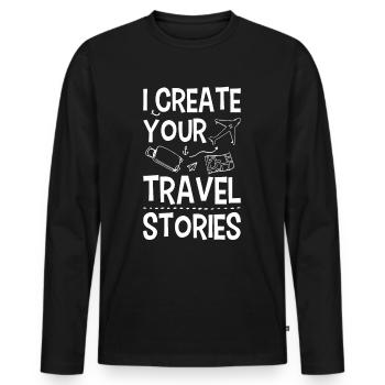 Je crée vos récits de voyage Agence de voyages - T-shirt manches longues Premium bio Homme - noir - Devant - Nico (187cm)