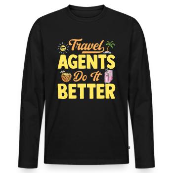 Les agents de voyages font mieux Agence de voyages - T-shirt manches longues Premium bio Homme - noir - Devant - Nico (187cm)