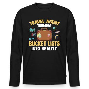 Turning Bucket Lists Into Reality Travel Agency - Men's Premium Organic Long Sleeve Shirt - black - Front - Nico (187cm)