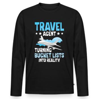 Turning Bucket Lists Into Reality Travel Agency - Men's Premium Organic Long Sleeve Shirt - black - Front - Nico (187cm)