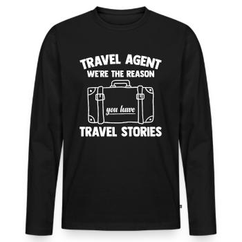 Nous sommes la raison pour laquelle vous avez des histoires de voyage - T-shirt manches longues Premium bio Homme - noir - Devant - Nico (187cm)