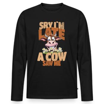 vache vaches agriculteur agriculture agriculteur - T-shirt manches longues Premium bio Homme - noir - Devant - Nico (187cm)