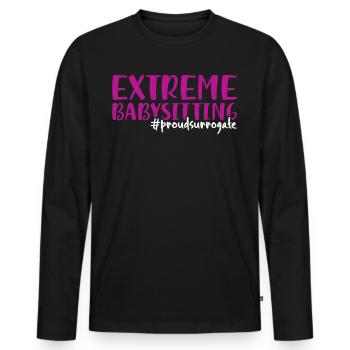 Extreme Babysitting Proud - Surrogate Mother - Men's Premium Organic Long Sleeve Shirt - black - Front - Nico (187cm)
