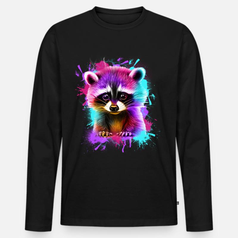 Waschbär - Männer Premium Bio Langarmshirt - Schwarz