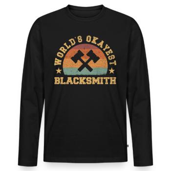 Retro World's Okayest Blacksmith - Men's Premium Organic Long Sleeve Shirt - black - Front - Nico (187cm)