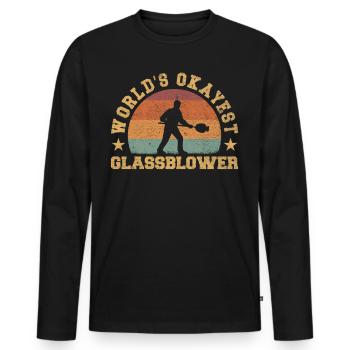 Retro World's Okayest Glassblower - Men's Premium Organic Long Sleeve Shirt - black - Front - Nico (187cm)