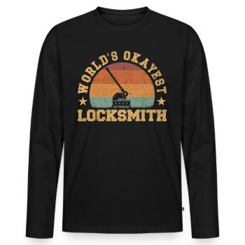 Retro World's Okayest Locksmith - Männer Premium Bio Langarmshirt - Schwarz - Vorne - Nico (187cm)