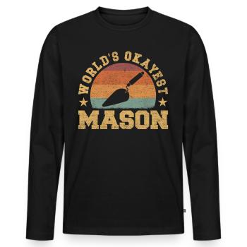 Retro World's Okayest Mason - Männer Premium Bio Langarmshirt - Schwarz - Vorne - Nico (187cm)
