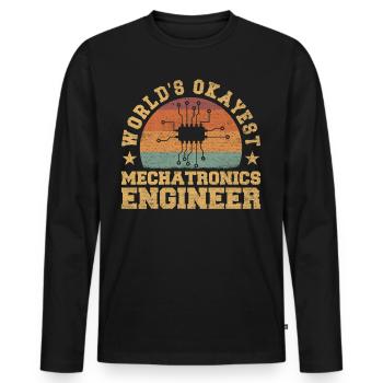 Retro World's Okayest Mechatronics Engineer - Männer Premium Bio Langarmshirt - Schwarz - Vorne - Nico (187cm)