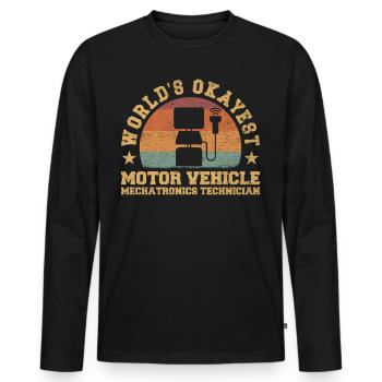 Retro World's Okayest Automotive Mechatronics - Men's Premium Organic Long Sleeve Shirt - black - Front - Nico (187cm)