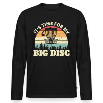 It's Time For My Big Disc retro funny Disc Golf - Men's Premium Organic Long Sleeve Shirt - black - Front - Nico (187cm)