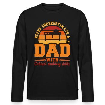 Husband Dad Hero Retro Cabinet Maker - Men's Premium Organic Long Sleeve Shirt - black - Front - Nico (187cm)