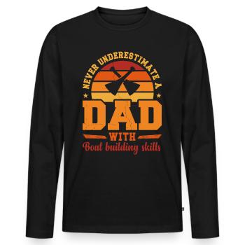 Husband Dad Hero Retro Boat Builder - Men's Premium Organic Long Sleeve Shirt - black - Front - Nico (187cm)