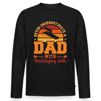 Mari Papa Héros Rétro Briqueteur - T-shirt manches longues Premium bio Homme - noir - Devant - Nico (187cm)