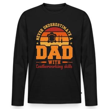 Mari Papa Héros Rétro Maroquinier - T-shirt manches longues Premium bio Homme - noir - Devant - Nico (187cm)