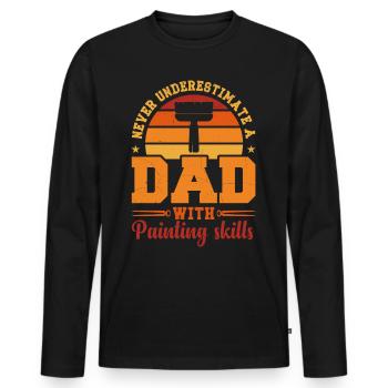 Mari Papa Héros Peintres et Vernis Rétro - T-shirt manches longues Premium bio Homme - noir - Devant - Nico (187cm)