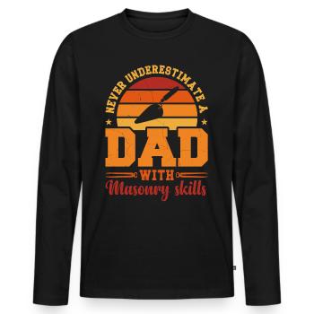 Husband Dad Hero Retro Mason - Männer Premium Bio Langarmshirt - Schwarz - Vorne - Nico (187cm)