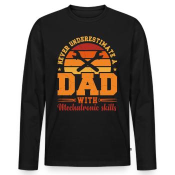 Husband Dad Hero Retro Automotive Mechatronics - Men's Premium Organic Long Sleeve Shirt - black - Front - Nico (187cm)