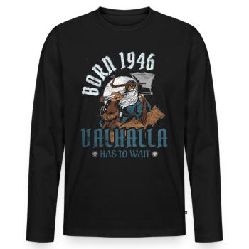 Les fils d’Odin sont nés en 1946 Viking 78e anniversaire - T-shirt manches longues Premium bio Homme - noir - Devant - Nico (187cm)